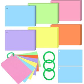 Tecmisse 156 PCS Index Cards with Ring, Colored 4 x 6 Index Cards, Heavy Weight Colorful Flash Card Blank Note Cards for Office, Home and School (Unlined)