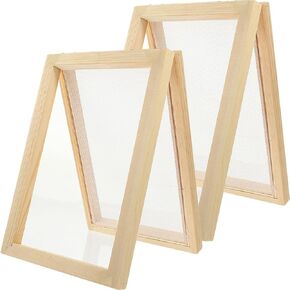 Tofficu Handcraft Paper Making Screen and Frame Set - Make Paper Kit - DIY Craft Kit للورق محلي الصنع ومشاريع الزهور المجففة - قطعتان من الورق الخشبي صنع قالب