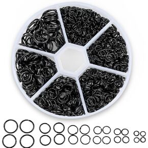 1100pcs حلقات القفز لصنع المجوهرات ، حلقة السود المفتوحة من الفولاذ المقاوم للصدأ o حلقة الخاتم الحلقات المفتوحة للحرف اليدوية وسلاسل المفاتيح (4/5/6/7/8/10 ملم)