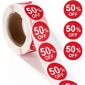 ملصقات خصم 500 ٪ 50 ٪ ، و 1 بوصة 50 في المائة من ملصقات خصم ملصقات بيع Red Properving ملصقات لمتجر البيع بالتجزئة
