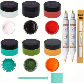 10PCS Chalk Paste with Mini Squeegees,Wood Burning Pen,Screen Printing Ink,Wood Burning Chalk Paste Paint for Stencil,Reusable Stencils Paste Starter Kit,Chalkboard Paint for Craft DIY Home 50g/Jar