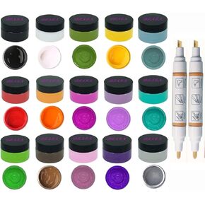 17PCS Chalk Paste Sets for Stencils, Wood Burning Pen, Wood Burning Craft, DIY Chalk Paint Kit Art Supplies painting on Home Decor Wood Furniture Chalkboard Fabric Screen Printing Ink 40ml per Jar