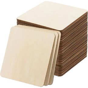 FOBSME 80 PCS مربعات خشبية غير مكتملة ، قواطع مربعة خشبية طبيعية 4 × 4 بوصة لحرف DIY ، الرسم ، النقش ، ديكور المنزل