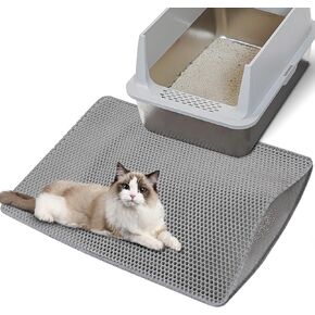 Citylife Cat Litter Mat for Litter Box, 30"×21" Double Layer Trapping Mat, Non-Slip Water Proof Kitty Liiter Pad, Grey