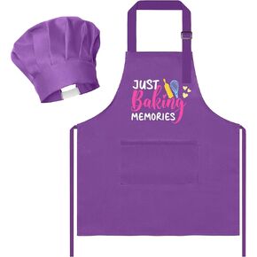 R Horse 2PCS KIDER APRON و CHEF HAT مجموعة ، أطفال قابلون للتعديل ، مئزر مطبخ بيكر الوردي ، ارتداء دور الطاهي ، طهي الطهي طقم طي