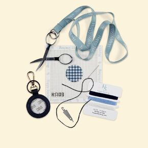 Plaid Circle Key Fob Needlepoint Kit - Happy Stitching All-in-One, Self-Finishing Needlepoint Kit