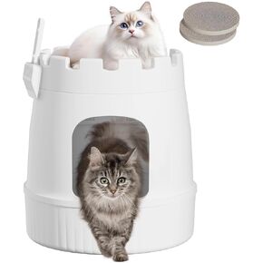 Lifewit Castle Cat Plant Bost Box مع لوحة الخدش ومغرفة ، حاوية مربع مخبأة مخفية مع التحكم في الرائحة ومرشح الكربون في غرفة المعيشة ، غرفة نوم ، زاوية ، أسود