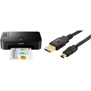Canon PIXMA TS202 Inkjet Photo Printer, Black, USB Connectivity, with USB - Bundle