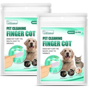 40 Pcs Teeth Cleaning Finger Wipes,Dog Eye WipesCleaning Wipes for Pet Teeth and Finger Covers, for Cleaning Teeth Ears and Eyes Suitable for Dogs and Cats Removes Dirt and Discharge Dog Eye Care