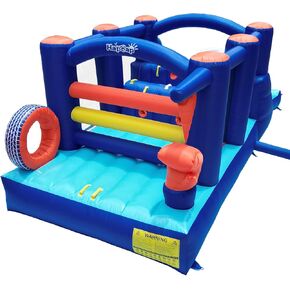 18' x 7.5' Inflatable Obstacle Course Bounce House for Big Kids,Wide Slide,2 Climbing Walls,Jumping Area,Simple Boxing Theme for Backyard Party