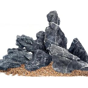 Seiryu Stones Natural Aquarium Slate Stone Stone Rocks من 3 إلى 8 بوصات للهوكابينج ، خزان الأسماك ، terrariums ، paludariums ، والحدائق (10 ، جنيه)