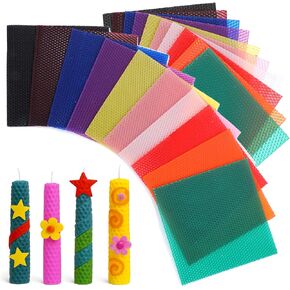 Hofurme 20 PCS BEESWAX CONDLE KIT ، صفائح شمع العسل الطبيعي لشموع صنع شموع تصنيع (لون مشرق ، 8 × 8 بوصات)