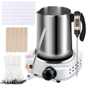 Haccah Candle Making Kit, Wax Melter for Candle Making, DIY Candle Making Supplies for Adults,Beginners, Including 500w Electric Stove,900ml Melting Wax Pouring Pot, Thermometer, Spoon, Candle Wick