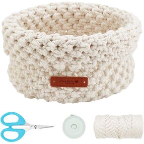 طقم سلة MacRame FreeBloss - مجموعة Macrame Diy مع تعليمي فيديو وسلك قطني 100 متر للتخزين والصياغة