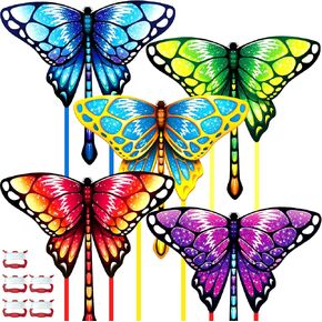 5 حزم الطائرات الورقية للأطفال والكبار ، الطائرات الورقية الشاطئية للأطفال الذين تتراوح أعمارهم بين 4-8 و 28 و 12 ، من السهل الطيران للمبتدئين ، من السهل تجميع طائرة ورقية ملونة لألعاب الشاطئ في الهواء الطلق ورحلة عائلية