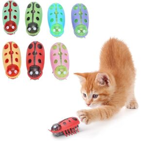 ألعاب Zerodis Cat Interactive ، 7pcs Mini Cute Cat تلعب لعبة Electric Funny Interactive Toy مع بطارية للتدريب القطط القطط العزف على مضغ
