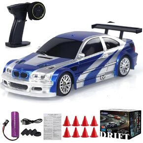 سيارة RC Drift Car ، 1/43 مقياس 4WD مع التحكم النسبي الكامل و SPEED عالي 2.4 جرام ، 15 كم/ساعة ، مصابيح LED وإطارات الانجراف ، سيارة RTR Mini سباق للبالغين - الاستخدام الداخلي/الخارجي (4301 1Battery Box)