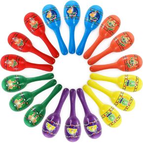 TOPZEA 18 Pack Mini Fiesta Maracas, 6 Design Wooden Cinco De Mayo Maracas Mexican Festival Party Favor Decorations Fun Musical Noisemaker for Carnival, Taco Tuesday, Birthday, Luau Party, 6 Color