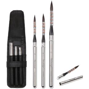 Dainayw Travel Watercolor Paint Brushes Squirrel Hair للحصول على تفاصيل وفرشاة خط ، ألوان مائية غواش الغواش Acrylic Paint