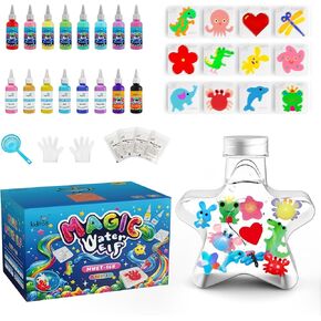 Kiditos Magic Water elf Toy Kit ، Aqua Fairy Water Gel Kit-16 Magic Gels & 12 Magics-اجعل حيواناتك الأليفة الخاصة بالمياه ولعب ألعاب Squishy-طقم حرف DIY الصيفي ، هدايا أعياد الميلاد ومصيبات الحفلات للأطفال الذين تتراوح أعمارهم بين 3+