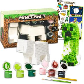 Minecraft ترسم مجموعة التماثيل الخاصة بك - حزمة مع مجموعة الطلاء DIY التي تتميز Minecraft ، والمزيد | طقم الطلاء Minecraft للأطفال
