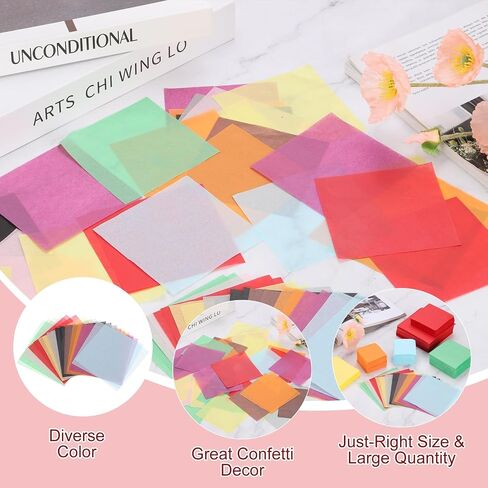 Rebower 2000 PCS 2 بوصة المربعات الورقية الأنسجة ، مربعات الأنسجة الصفراء طاولة الجدول Confetti الأنسجة الملونة الجزء الأكبر ، [لمشاريع DIY ، الإمدادات الفنية ، كتب القصاصات ، عيد الحب] in Kuwait