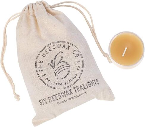 The Beeswax Co Tea Light Beeswax Candles - Natural Honey Scented - for Home - Long-Lasting & Eco-Friendly - Cotton Wick - Slow Burning - Hand Poured Pure Organic Bees Wax - Set of 6 Tealights (Clear) in Kuwait