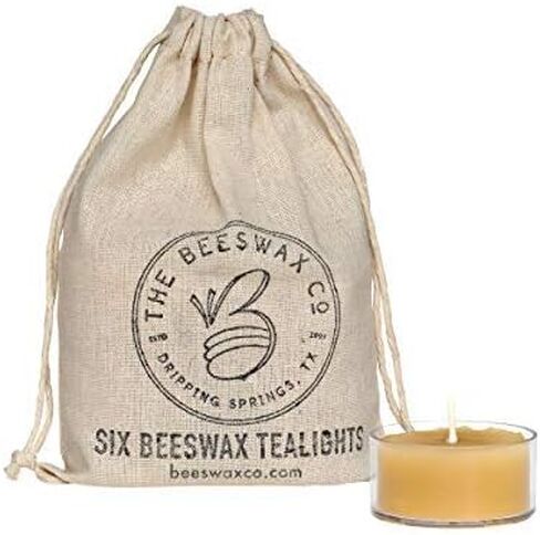 The Beeswax Co Tea Light Beeswax Candles - Natural Honey Scented - for Home - Long-Lasting & Eco-Friendly - Cotton Wick - Slow Burning - Hand Poured Pure Organic Bees Wax - Set of 6 Tealights (Clear) in Kuwait