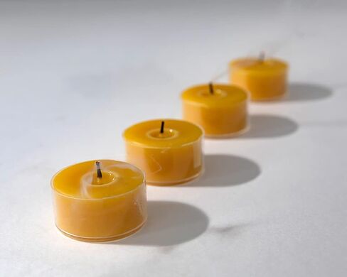 The Beeswax Co Tea Light Beeswax Candles - Natural Honey Scented - for Home - Long-Lasting & Eco-Friendly - Cotton Wick - Slow Burning - Hand Poured Pure Organic Bees Wax - Set of 6 Tealights (Clear) in Kuwait