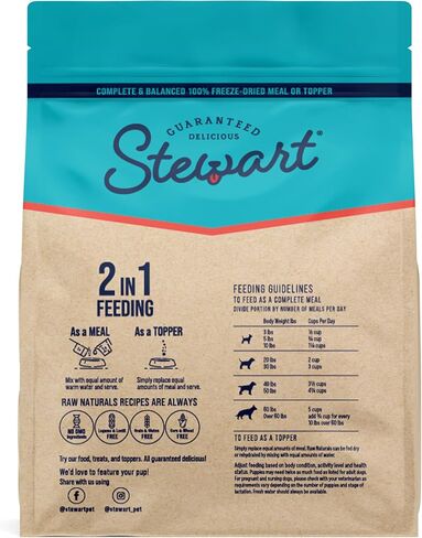 Stewart Raw Naturals Freeze Dried Dog Food, Beef & Vegetables Recipe, 8 Ounce Bag, Complete and Balanced Nutrition in Kuwait