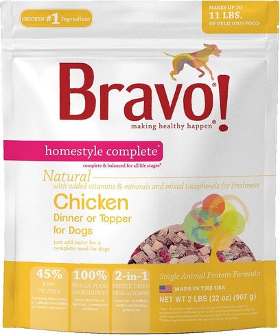 Bravo! Homestyle Complete Chicken Grain-Free Adult Freeze-Dried Dog Food, 4-lb Bag in Saudi Arabia