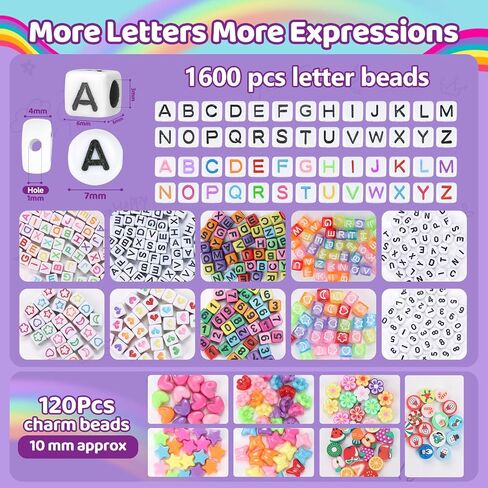 Pizooro Bracelet Making Kit 2400 Pcs Bracelet Beads, 56 Colors Pony Beads in Bead Organizer, 1400 Kandi Beads + 1000 Letter Beads, Jewelry Craft Supplies for Friendship Bracelets, DIY Gifts for Teens in Saudi Arabia