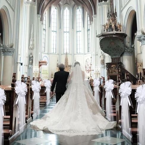 30 Set Wedding Pew Bows with Long Tulle Tails Wedding Aisle Decorations Church Chair Aisle Decorations Wedding Car Decoration Big Bows for Bridal Shower ReceptionAnniversary in Kuwait