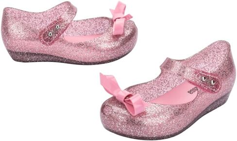 Melissa Mini Ultragirl Bow Mary Jane Flats for Toddlers and Babies - Comfortable & Cute Peep Toe Jelly Flat Shoes with Transparent Upper and Small Bow for Little Girls, Beige, 8 in Saudi Arabia