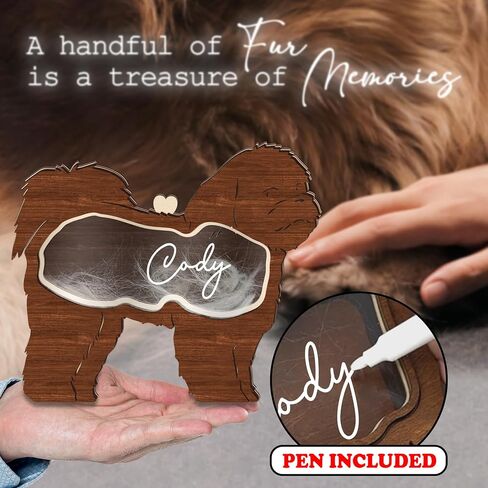 Cat Hair Keepsake Box Wooden Pet Fur Gift for Pet Lover Unique Gift Cat Long Hair Shape Standable Tabletop Decor Cat Memorial Gift for Pet Parents Family Friends Storing Hair Teeth Ashes PS16-LHM in Kuwait