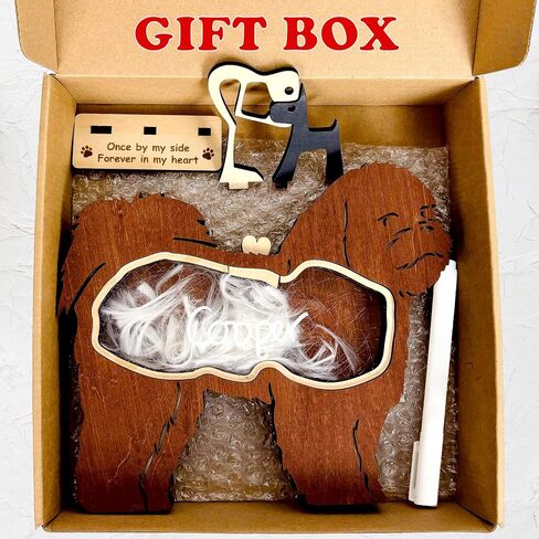 Cat Hair Keepsake Box Wooden Pet Fur Gift for Pet Lover Unique Gift Cat Long Hair Shape Standable Tabletop Decor Cat Memorial Gift for Pet Parents Family Friends Storing Hair Teeth Ashes PS16-LHM in Kuwait
