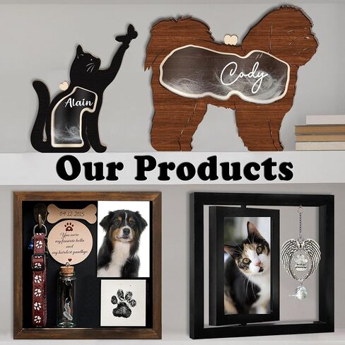 Cat Hair Keepsake Box Wooden Pet Fur Gift for Pet Lover Unique Gift Cat Long Hair Shape Standable Tabletop Decor Cat Memorial Gift for Pet Parents Family Friends Storing Hair Teeth Ashes PS16-LHM in Kuwait