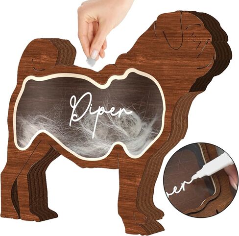 Cat Hair Keepsake Box Wooden Pet Fur Gift for Pet Lover Unique Gift Cat Long Hair Shape Standable Tabletop Decor Cat Memorial Gift for Pet Parents Family Friends Storing Hair Teeth Ashes PS16-LHM in Kuwait