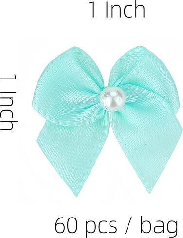 60pcs Mini Pastel Rainbow Satin Ribbon أقواس مع اللؤلؤ 1 بوصة بالأقواس الحرفية الملونة الزهور DIY Craft للخياطة ، سكرابوكينغ ، زفاف ، هدية ، ديكور عيد الميلاد (الباستيل) in Kuwait