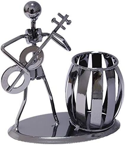 Music Theme Metal Pencil Holder, Office Supply Pen Organizer Desktop Decoration Stand Container (Typ1 Violin) in Saudi Arabia