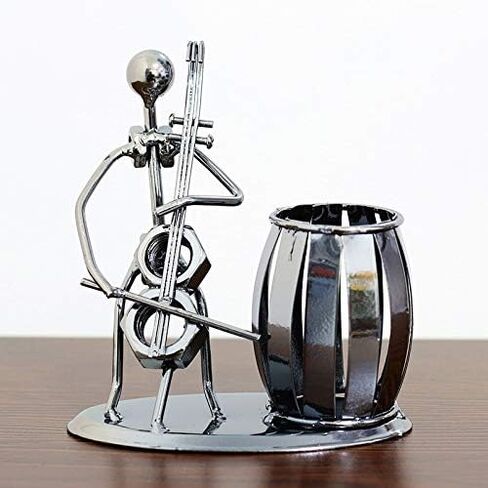 Music Theme Metal Pencil Holder, Office Supply Pen Organizer Desktop Decoration Stand Container (Typ1 Violin) in Saudi Arabia