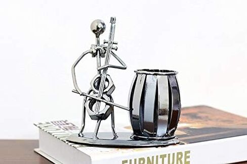 Music Theme Metal Pencil Holder, Office Supply Pen Organizer Desktop Decoration Stand Container (Typ1 Violin) in Saudi Arabia