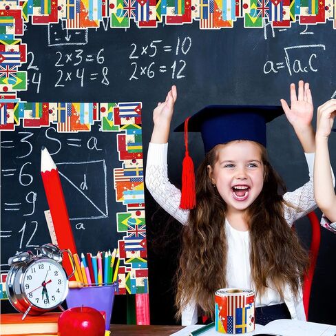 68.9 ft Travel Bulletin Board Border Back to School Theme Decoration First Day of School Rolled Border Trim for Party Classroom Bulletin Boards Chalkboard Wall Decor in Kuwait