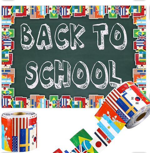 68.9 ft Travel Bulletin Board Border Back to School Theme Decoration First Day of School Rolled Border Trim for Party Classroom Bulletin Boards Chalkboard Wall Decor in Kuwait