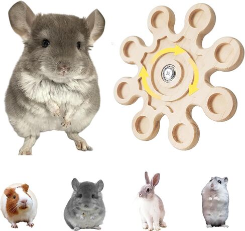 Chinchilla Chew Toys - Natural Wood Rotating Cage Accessories for Teeth Grinding | Interactive Hanging Exercise Toy with Safe Chew Design | Chinchilla Cage Toys for Playtime & Dental Health in Kuwait