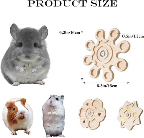 Chinchilla Chew Toys - Natural Wood Rotating Cage Accessories for Teeth Grinding | Interactive Hanging Exercise Toy with Safe Chew Design | Chinchilla Cage Toys for Playtime & Dental Health in Kuwait