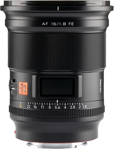 فيلتروكس عدسة باطار كامل 16 ملم f/1.8 FE لسوني E، عدسة التركيز التلقائي مع شاشة LCD مدمجة، فتحة كبيرة لسوني E-Mount a7، اسود (Q-0523-03358-01) in Kuwait