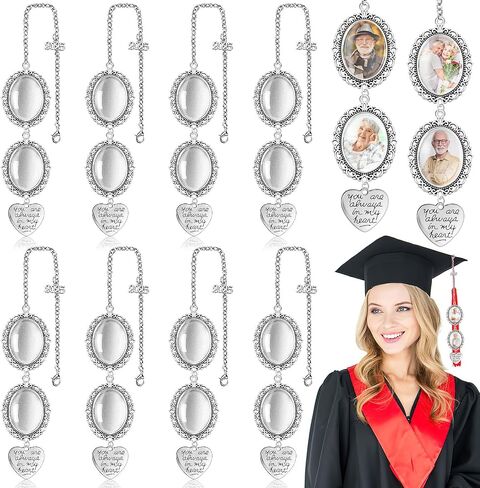 SANNIX 8 Pcs Tassel Charms for Graduation Cap, Silver Memorial Tassel Picture for Graduation Cap Class of 2025 Memorial Photo Charm for Personalized Graduation Gifts Graduation Cap Decorations in Saudi Arabia