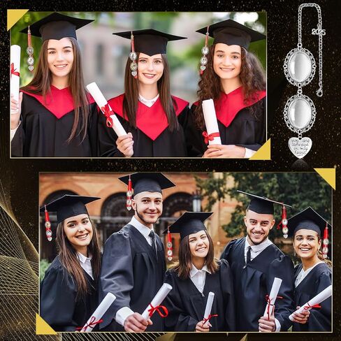 SANNIX 8 Pcs Tassel Charms for Graduation Cap, Silver Memorial Tassel Picture for Graduation Cap Class of 2025 Memorial Photo Charm for Personalized Graduation Gifts Graduation Cap Decorations in Saudi Arabia