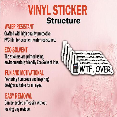 (3Pcs) WTF Over Sticker Quotes Funny Sticker Funny Decal Waterproof Vinyl Stickers Adult for Laptop Kindle Car Tumbler Water Bottle Mug Phone Notebook Size 3"x1.5" in Saudi Arabia